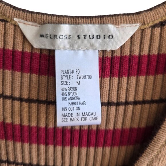 Ribbed Medium V-Neck Striped Sweater Vest Autumn Indie Hippy Minimalist New - Picture 3 of 8